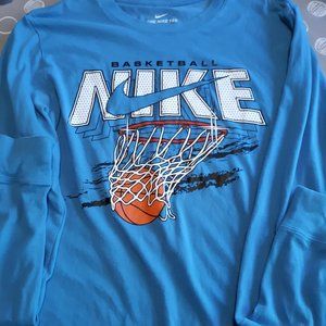 NIKE Basketball Long Sleeve T-Shirt - Blue - Size Small